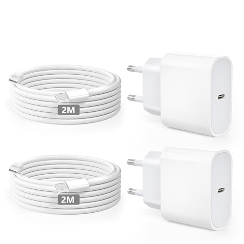 USB C Ladegerät für iPhone 15 2er Pack Original 20W Schnellladegerät USB C Netzteil mit PD3.0 USB C auf USB C Ladekabel 2M+2M Typ C Ladegerät für iPhone 15, für Galaxy S23 S22, für i-Pad Pro/Air von Kndaa