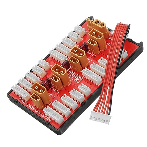 Knnuey 1 Stück 2-IN-1 XT30 XT60 Parallel-Ladeboard Rotes Kunststoffmaterial Unterstützt 4 Packs 2-6S Lipo-Batterie für RC-Modelle Multicopter-Teil von Knnuey