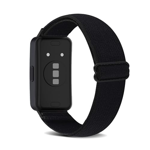 KoGiio Nylon Armband Kompatibel mit Huawei Band 9 / Huawei Band 8, Männer und Frauen Solo Loop Einstellbare Elastizität Ersatzband Armbänder Kompatibel mit Huawei Band 9 / Huawei Band 8 - Schwarz von KoGiio