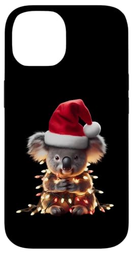 Hülle für iPhone 14 Süßer Koala mit Weihnachtsmütze und Weihnachtsbeleuchtung Australien von Koala With Santa Hat And Christmas Lights Products