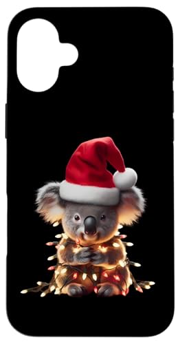 Hülle für iPhone 16 Plus Süßer Koala mit Weihnachtsmütze und Weihnachtsbeleuchtung Australien von Koala With Santa Hat And Christmas Lights Products