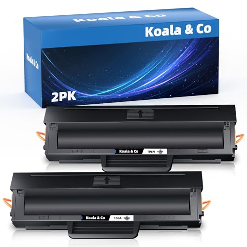 Koala & Co Pack of 2 106A Tonerkartusche Kompatibel für HP 106A W1106A Schwarz Toner mit Chip für Laser 107w MFP, 135wg, 137fwg, 135w, 137fnw, 135a, 107a, 107r, 135r Druckerpatrone von Koala