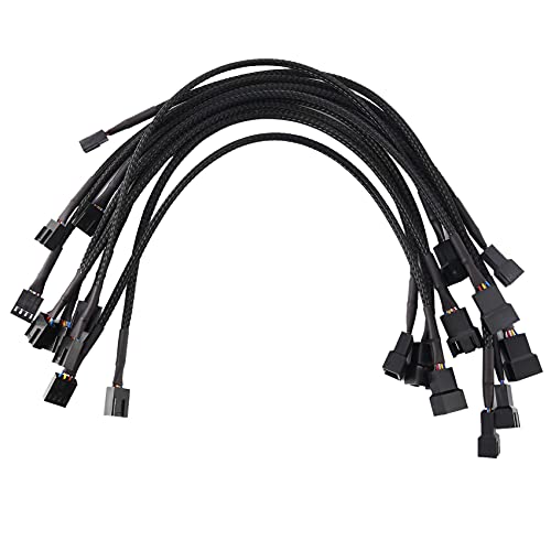 Koanhinn 10 StüCk 4 Pin PWM LüFter VerläNgerung Kabel Anschluss GehäUse Stecker Buchse VerläNgerung Kabel Kompatibel mit 4 Pin / 3 Pin LüFter von Koanhinn