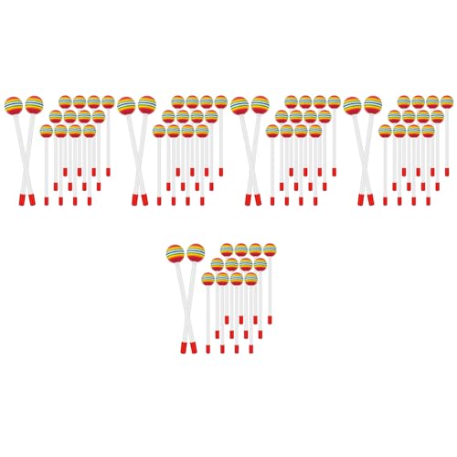 Koanhinn 70 Stücke Lutscher Trommel Mallet Stäbe Runder Regenbogen Hammer Schlagzeug Stäbe Kunststoff Trommelstöcke für Kinder Kinderhammer von Koanhinn