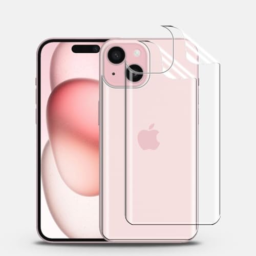 KoasVonson 2 Stück Rückseite Schutzfolie für iPhone 15, Zurück Hydrogel Folie Flexible HD Transparente TPU Folie Anti-Kratzer von KoasVonson