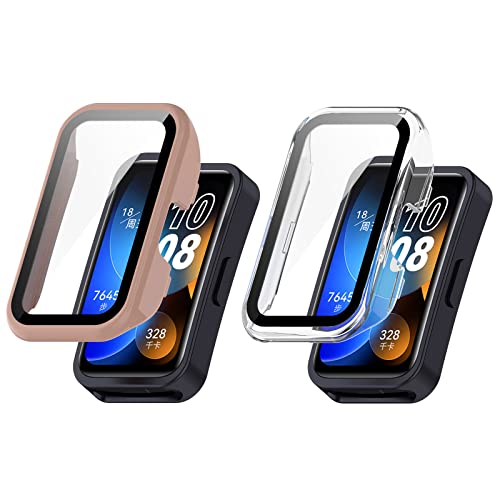 Kobmand 2 Stück Hülle Kompatibel mit HuaWei Band 8,Vollständige Abdeckung Schutzfolie Cover Case Schutzhülle für HuaWei Band 8 (clear+pink) von Kobmand