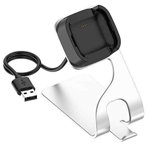 Kobmand Ladestation Kompatibel mit Fitbit Versa 2,Ladekabel Smart Watch Kabel Charger Stand Ladestation für Fitbit Versa 2/Fitbit Versa 2 SE (Silber) von Kobmand