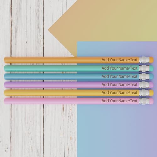 KoelntDIY Personalisierte Bleistifte mit Namen, individuell graviert, 2, dreieckiger Bleistift mit Text, Set mit 12 Stück, 6 Farben, Geschenk zum Schulanfang, Hochzeit, Lehrertag von KoelntDIY