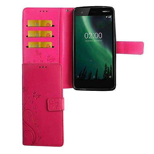 Handyhülle Kompatibel mit Nokia 2.1 Tasche Case Cover Wallet Kunstleder Pink von König Design