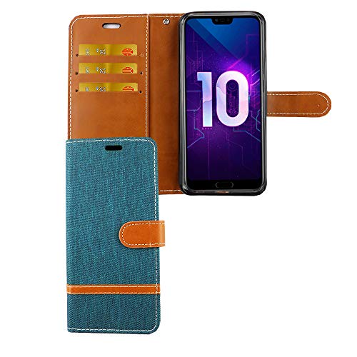 König Design Handyhülle Kompatibel mit Huawei Honor 10 Schutz-Tasche Case Cover Kartenfach Etui Wallet Grün von König Design