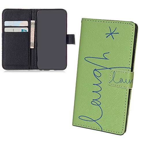 König Design Handyhülle Kompatibel mit ZTE Blade L3 Handytasche Schutzhülle Tasche Flip Case mit Kreditkartenfächern - Lachen Design Grün von König Design