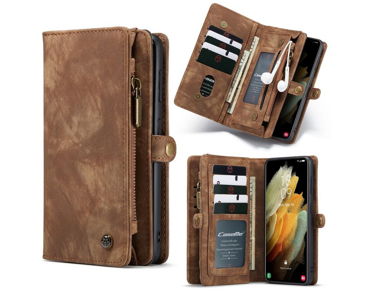 König Design Handyhülle Samsung Galaxy S21, Schutzhülle Schutztasche Case Cover Etuis Wallet Klapptasche Bookstyle von König Design