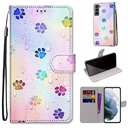 König Design Handyhülle kompatibel mit Samsung Galaxy S22 5G Schutztasche Wallet Cover 360 Case Etuis - Fußabdruck Wassertropfen von König Design