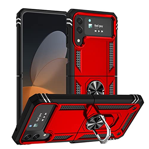 König Design Schutz Handy Hülle kompatibel mit Samsung Galaxy Z Flip4 5G Case Cover Bumper Etuis Standfunktion Rot von König Design