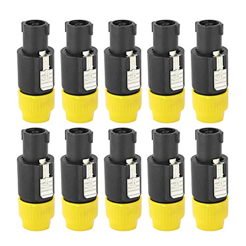 Koieam Kabelstecker, 10 Stück C NL4FC Audio-Lautsprecher-Stecker, wasserdichter 4-poliger Speakon-Stecker, Kabelstecker (Gelb) von Koieam