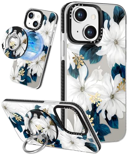 Kokaade Schutzhülle für iPhone 15 Plus für Damen und Mädchen – niedliches Kawaii-Blumen-Design, kompatibel mit Magsafe, magnetischer Ringhalterung, Ständer, Handyhülle, mädchenhafte TPU-Funda für von Kokaade