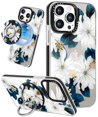 Kokaade Schutzhülle für iPhone 15 Pro, süßes Kawaii-Blumen-Design, kompatibel mit Magsafe, magnetischer Ringhalterung, Ständer, Handyhülle, TPU-Funda für iPhone 15Pro von Kokaade