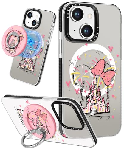 Kokaade Schutzhülle für iPhone 15 für Damen und Mädchen – niedliches Kawaii-Schloss-Design, kompatibel mit Magsafe, magnetischer Ringhalterung, Ständer, Handyhülle, mädchenhafte TPU-Funda für iPhone von Kokaade