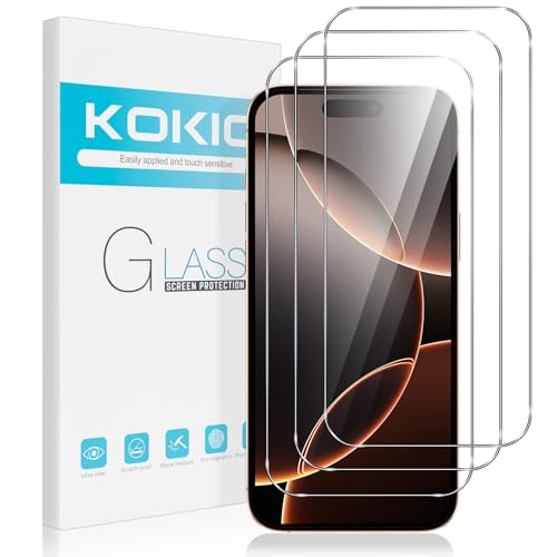 Kokio 3 Stück Schutzfolie für iPhone 16 Plus (6,7 Zoll), 9H Härte, 0.33mm Ultra-HD Displayschutzfolie, für iPhone 16 Plus, Verschleißfest und Blasenfrei von Kokio