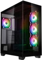 Kolink Unity Arena ARGB Midi Tower Showcase - schwarz - Midi-Tower PC-Geh�use - 4x Kolink 120-mm-ARGB-PWM-L�fter vorinstalliert - Front und Seitenteil aus Tempered Glass - Grafikkarten bis 420 mm - bis zu drei Radiatoren gleichzeitig (UNITY ARENA BLK) von Kolink