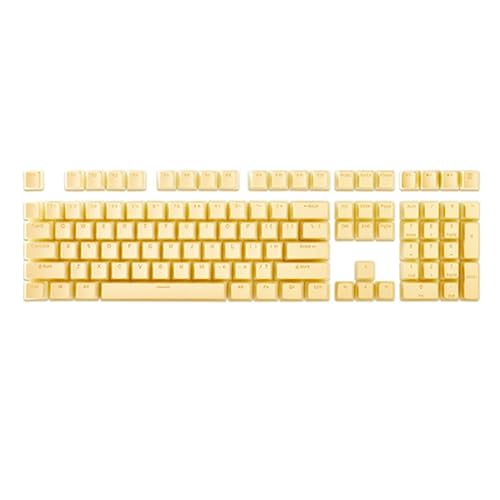 Komdndht 1 Satz Mechanische Tastatur Mit Doppelter Haut, Milchtransparente Tastenkappe, PBT, Maßgeschneiderter Cremefarbener Gelee-Kunststoff (Gelb) von Komdndht