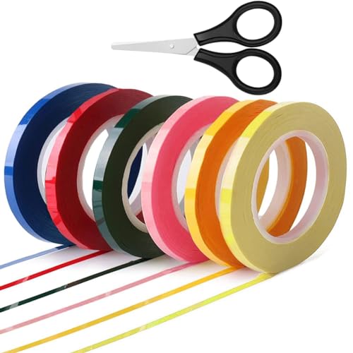 Komdndht 6 PCS Grafik-Kunst Thin Tape, Multicolor PET Selbstklebendes Whiteboard-Trockenlöschline-Rastertape von Komdndht