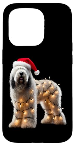 Hülle für iPhone 15 Pro Komondor Hund Weihnachtsmannmütze Weihnachtsbeleuchtung Besitzer Mama Papa Liebhaber von Komondor Dog Christmas Products