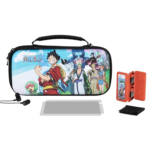 Konix One Piece Gaming-Zubehörpaket Starter Kit Nintendo Switch, Switch Lite und Switch OLED - Hülle - Gehäuse - Schutzschirm - Kopfhörer von Konix