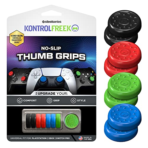 KontrolFreek Rutschfeste Daumengriffe | Universal-Edition für Nintendo Switch Pro, Playstation 4 (PS4), Playstation 5 (PS5), Xbox One & Xbox Series X Controller | 8er-Pack | Blau/Grün/Rot/Schwarz von KontrolFreek