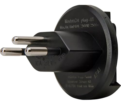 Kopp Reiseadapter für USA, UK, CH, AUS und CN Weltweit Basiselement für Verschiedene Länderstecker Universaladapter (Schweiz) von Kopp