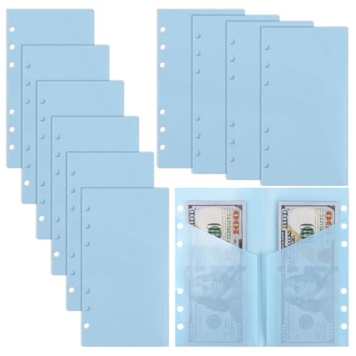 10 x blaue A6-Binder-Geldumschläge, A6-Einsatz mit 2 Taschen für Geldeinsätze, Ordnertaschen, Index-Umschläge für 6 Ringe, Budgeting-Einsätze, Zubehör, Zubehör (Blau, 2 Set) von Koqye