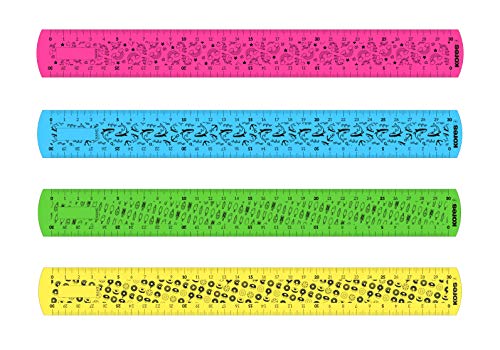 Kores - Elastik: Felxibles 30cm Lineal mit Tuschekante für Kinder und Schüler, Leicht, Schul- und Bürobedarf, Einzelpackung in sortierten Farben von Kores