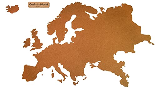 Europa als Pinnwand aus Kork XXL ca. 150x90 cm | Umriss Europa zum Pinnen und als Wanddeko | Tolle CORKWORLD | Detailgenau & Hochwertig von Kork-Deko