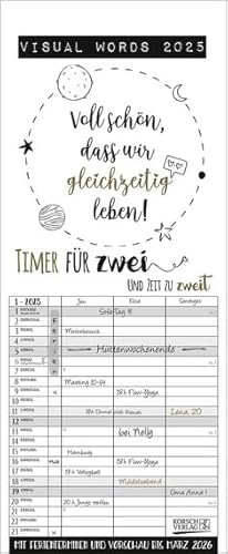 Timer für 2 Visual Words - Familienplaner 2025 für 2 Personen - Korsch-Verlag - Kalender mit 3 Spalten zum Eintragen - 19 cm x 46 cm von Korsch Verlag