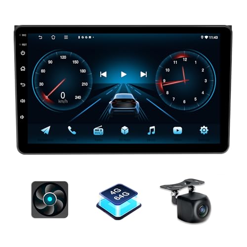 4+64GB Android Autoradio für Audi A4 B6 2000-2009 mit Wireless Carplay Android Auto, 9 Zoll Touchscreen Radio mit GPS WiFi Bluetooth FM RDS SWC AHD Rückfahrkamera+Canbus von Kovanda