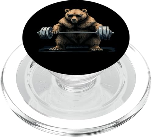 Grizzly Bär Bodybuilding Fitness Gym PopSockets PopGrip für MagSafe von Kraftsport Lustige Fitness Ajeli