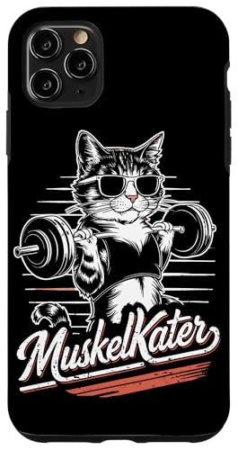 Hülle für iPhone 11 Pro Max Katzen Katze Muskelkater Bodybuilding Fitness Gym von Kraftsport Lustige Fitness Ajeli