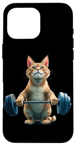 Hülle für iPhone 16 Pro Max Katzen Katze Bodybuilding Fitness Gym von Kraftsport Lustige Fitness Ajeli