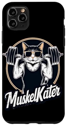 Hülle für iPhone 11 Pro Max Katzen Katze Muskelkater Bodybuilding Fitness Gym von Kraftsport Lustige Workout Fitness Ajeli