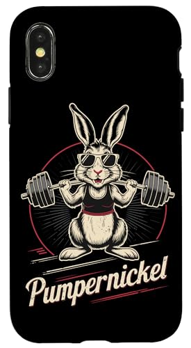 Hülle für iPhone X/XS Hase Hasen Pumpernickel Karnickel Bodybuilding Fitness Gym von Kraftsport Lustige Workout Fitness Ajeli