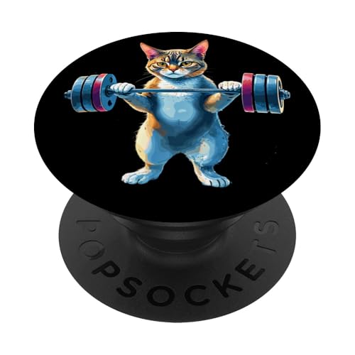 Katzen Katze Bodybuilding Fitness Gym PopSockets Klebender PopGrip von Kraftsport Lustige Workout Fitness Ajeli