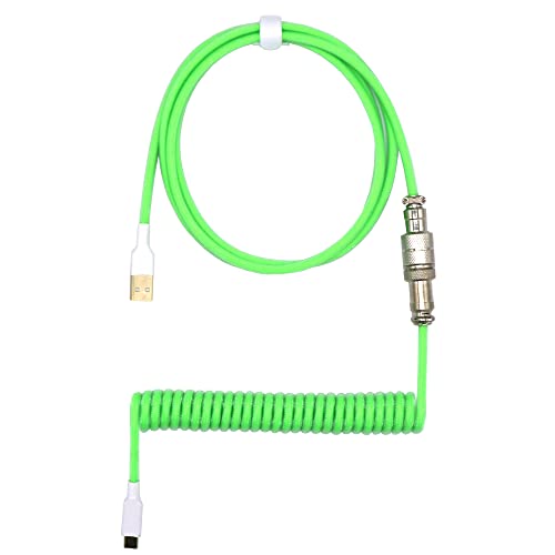 Kraken Green Spiralkabel – Artisan USB-C-Kabel mit Aviator-Anschluss für mechanische Gaming-Tastaturen (grün) von Kraken Keyboards