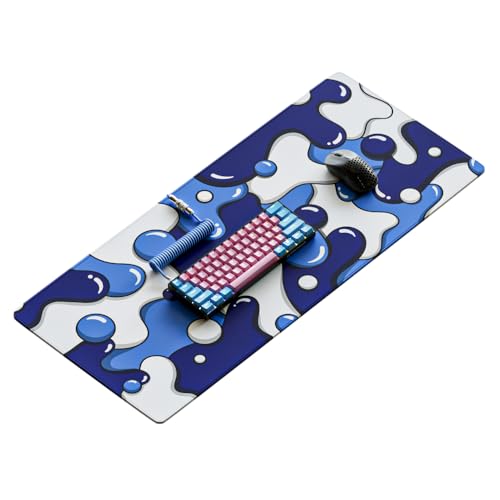 Kraken Keyboards DRIP XXL Gaming-Mauspad, Blau und Weiß, professionelles Handwerker-Mauspad, Blau und Weiß, 91,4 x 40,6 cm dick, erweitertes XXL-Gaming-Mauspad (Ice) von Kraken Keyboards