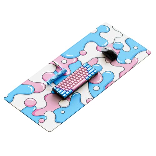 Kraken Keyboards XXL-Gaming-Mauspad, großes rosa und blaues Gaming-Mauspad, Schreibtischunterlage für Tastatur und Maus, dickes Kunsthandwerksmauspad für den Schreibtisch (Cotton Candy) von Kraken Keyboards