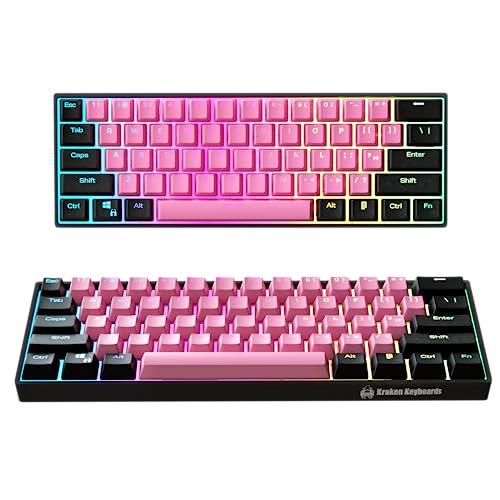 Kraken Pro 60 | Blink Edition Schwarz und Pink 60% mechanische Tastatur RGB Gaming Tastatur (silberne Geschwindigkeitsschalter) von Kraken Keyboards
