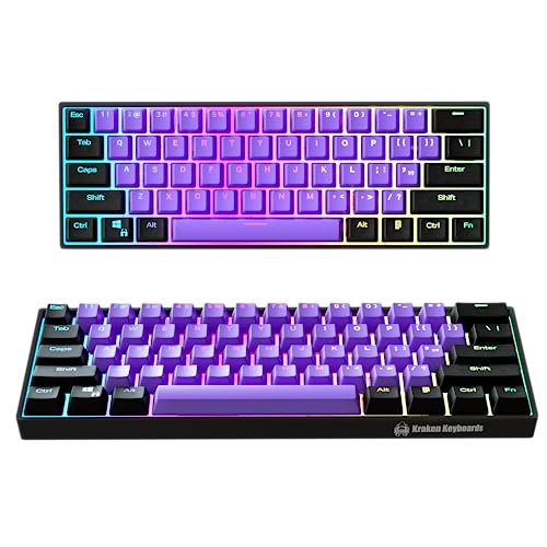 Kraken Pro 60 | Schwarz Lotus Edition Schwarz und Lila 60% Mechanische Tastatur RGB Gaming Tastatur (Silber Speed Switches) von Kraken Keyboards