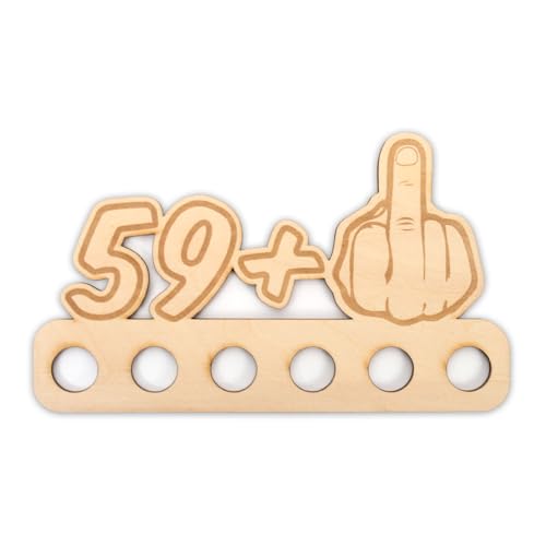 Kreative Feder Geldgeschenk zum 60. Geburtstag für Männer - Origineller Wunscherfüller „Mittelfinger 59+" aus Holz; Größe ca. 15,9 x 9,4cm (60. Geburtstag) von Kreative Feder