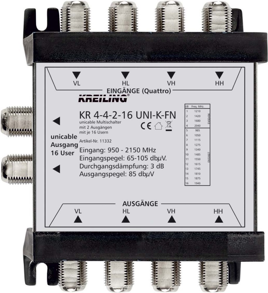 Kreiling Tech. Unicable Multischalter KR 4-4-2-16 UNI-K-FN 11332 von Kreiling Tech.