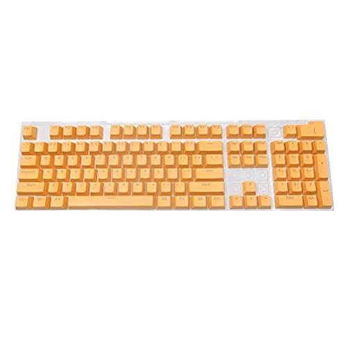 Kripyery 104 Stück Schlüssel Kappen für mechanische Tastatur, langlebige Anti-Rutsch-hinter leuchtete ABS-Schlüssel Kappen für PC-Computer 61/87/104 Tastaturen Gelb von Kripyery