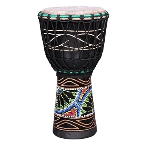 Djembe Djembe Trommel aus Mangoholz, 25,4 cm Durchmesser x 50,8 cm Höhe, Schwarz mit Tasche (25,4 x 50,8 cm) von Krisha Krafts